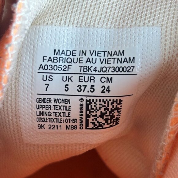 Converse All Star Lift Platform High Top Sneakers Womens 7 Orange White Lace Up - Picture 9 of 10